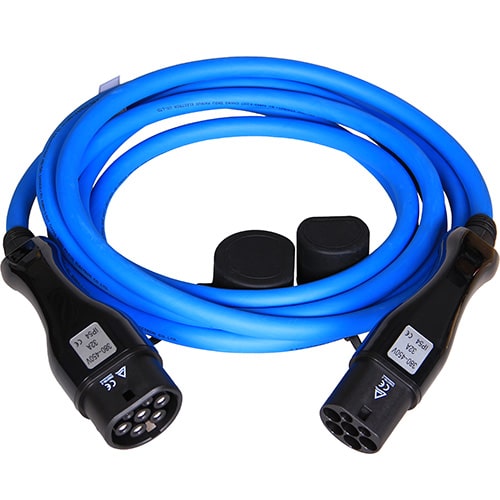 1-EVMOTIONS Gamma Type2 -> Type2 blue (3x32A) Câble de recharge véhicule électrique